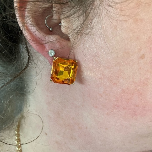 VINTAGE STUNNING orange topaz color necklace and earring set.​​ - Picture 16 of 16